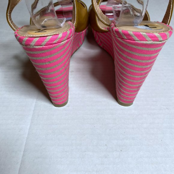 Tommy Hilfiger Women's Size 7 Pink Wedges Heels Strappy Striped Sandals Open Toe - Picture 7 of 13